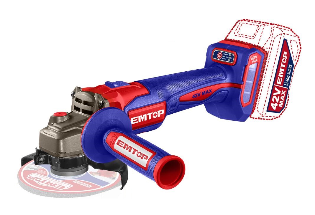 Болгарка (кутова шліфмашина) акумуляторна EMTOP ELAG4128112